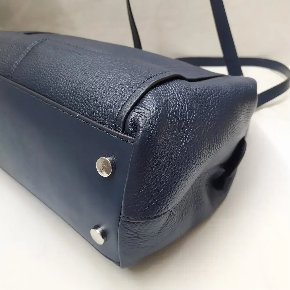 Michael Kors Molly Blue Pebbled Leather 3 Compartments Shoulder Bag